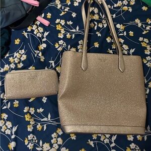 Kate Spade Shimmering Gold Tote and Wallet